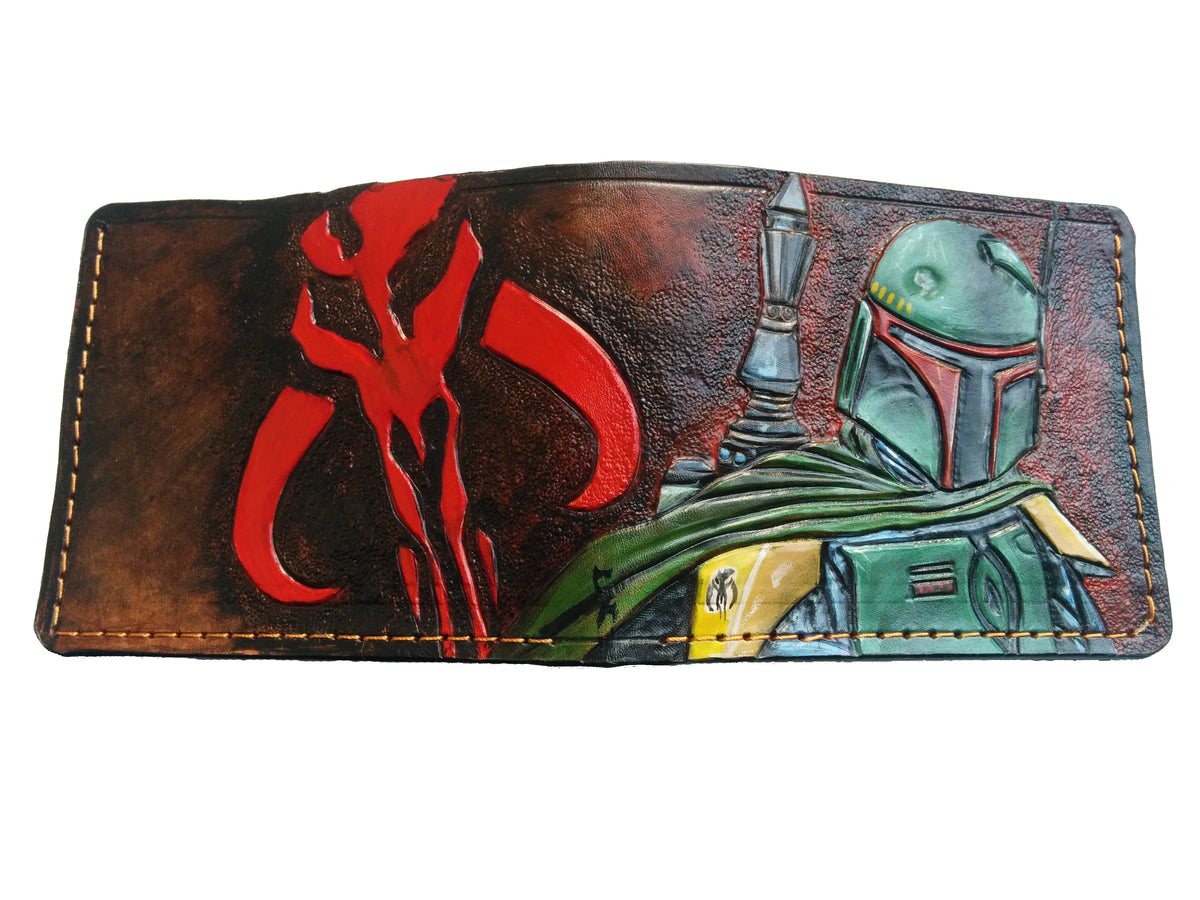 M1M26, Mandalorian Logo & Boba Fett Star Wars Leather Wallet
