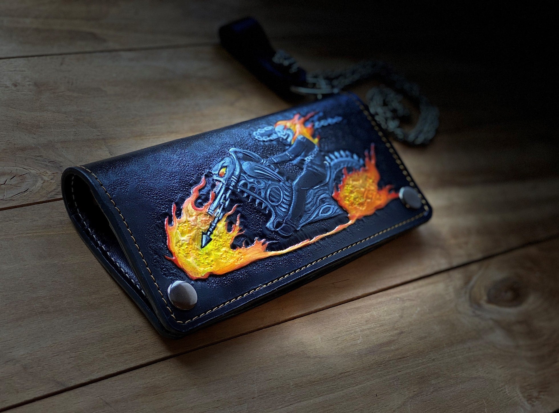 M2W1, Ghost Rider Skull & Motorcycle Biker Clutch Wallet