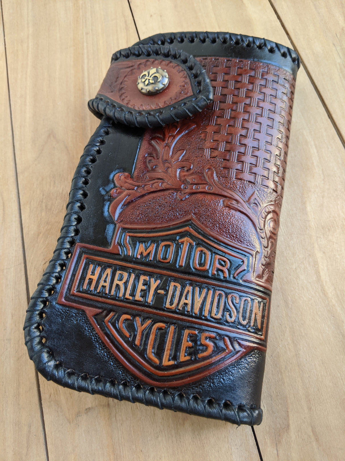 M2D4, Sheridan Style Harley Davidson Biker Leather Wallet