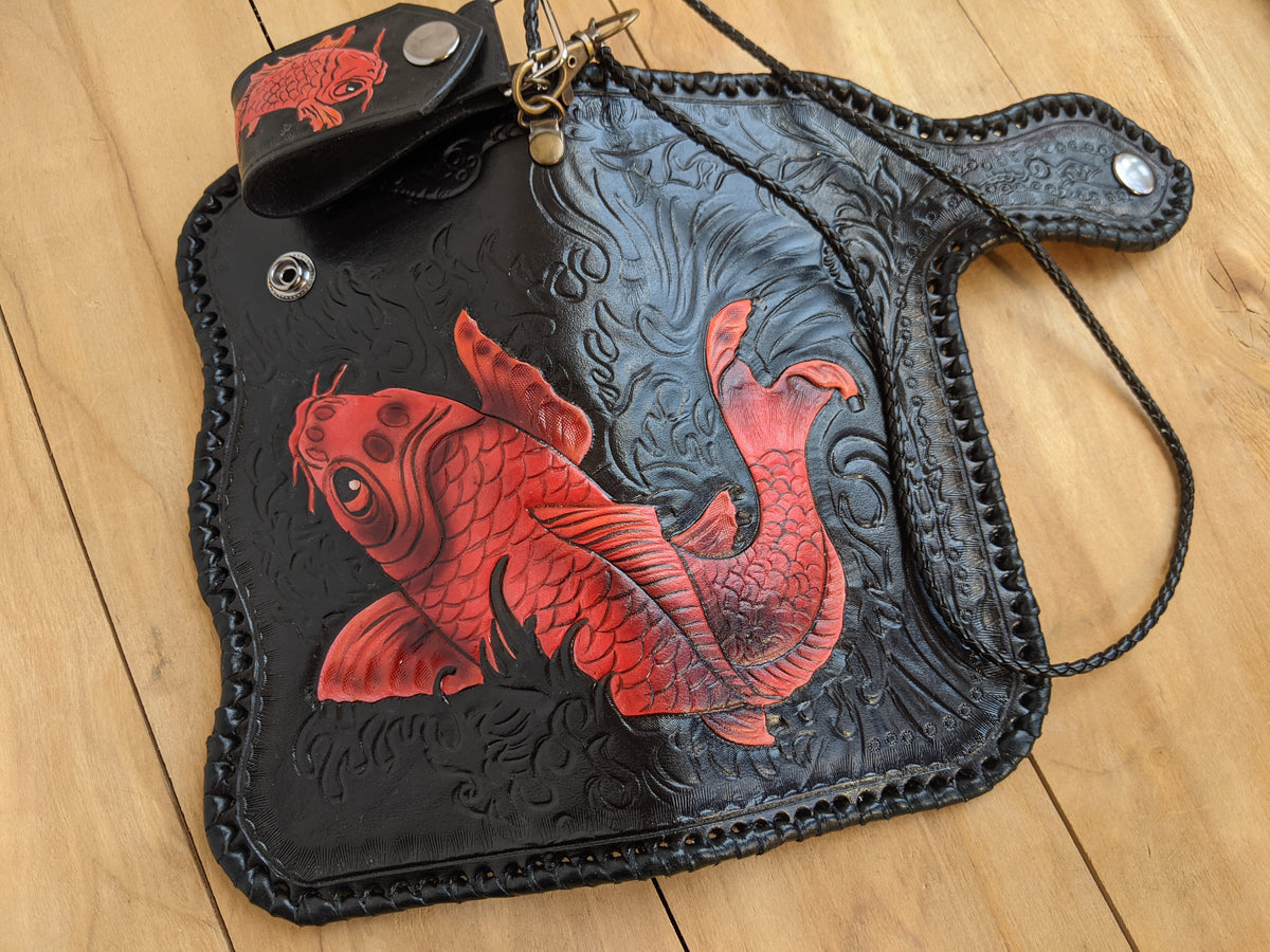 M2P2, Koi Fish Sheridan Style Patterns Carp Fisherman Wallet