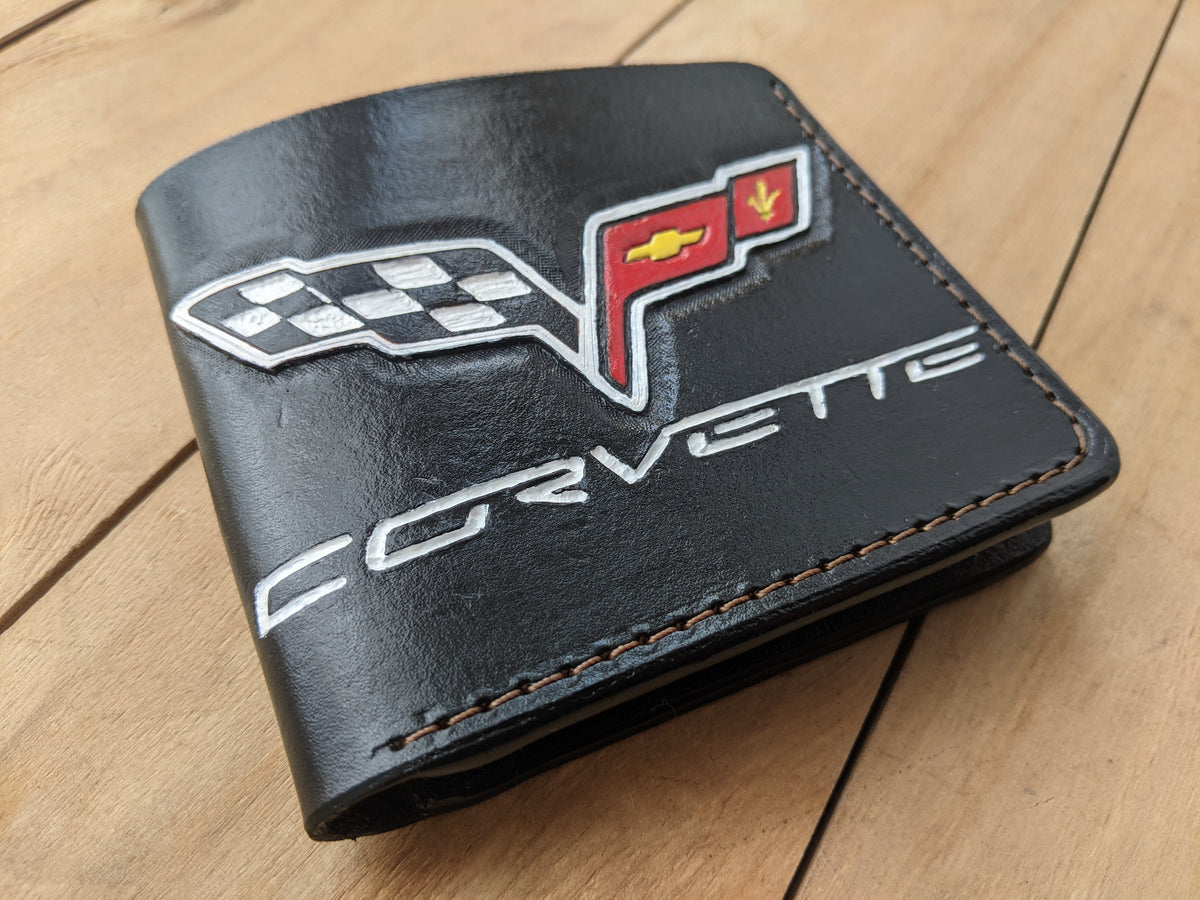 M1E2, Chevrolet Corvette C2, C6, C8 Crossed Flag Logo Wallet