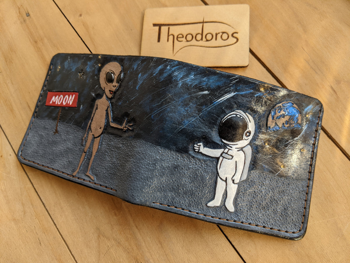 M1H4, Alien & Astronaut, Rock Paper Scissors Leather Wallet