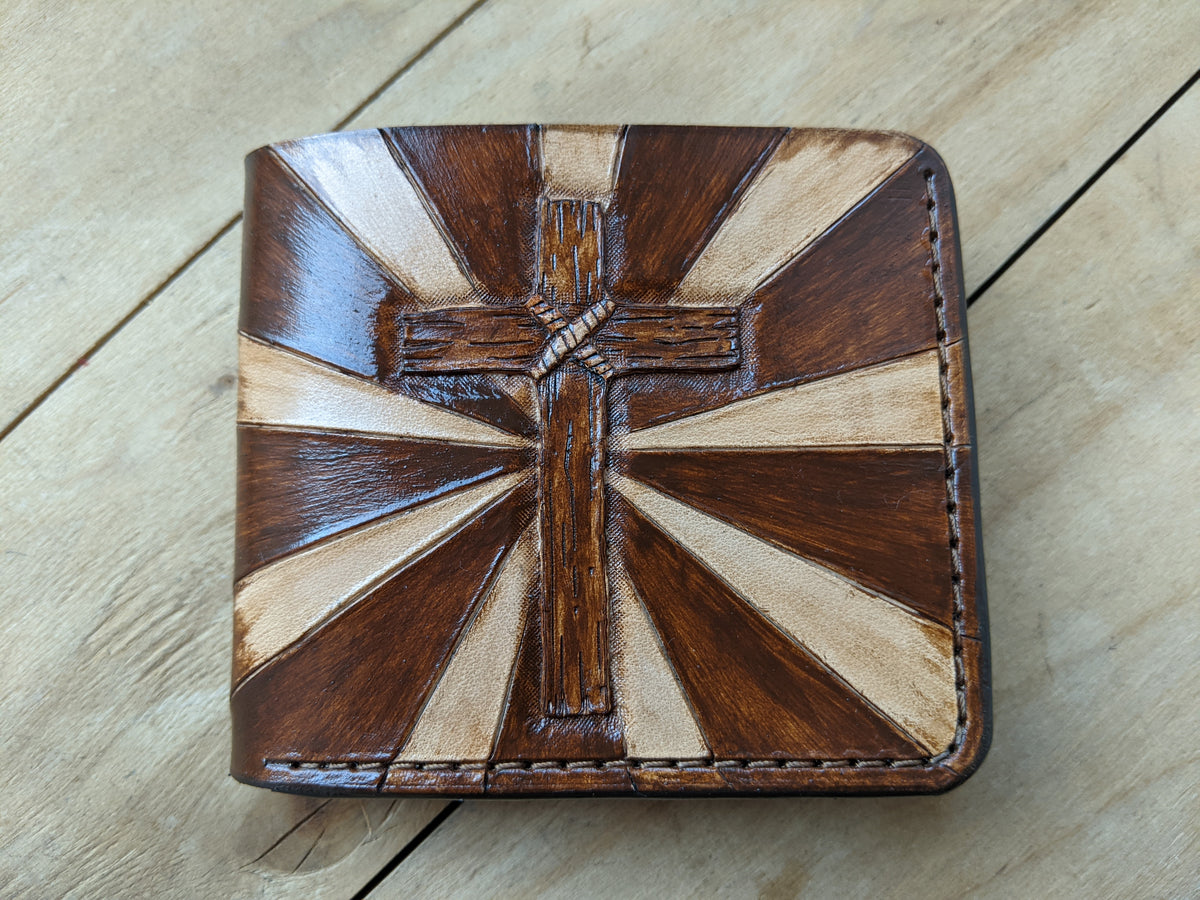 M1G3, Philippians 4:13 Wooden Christian Cross Leather Wallet