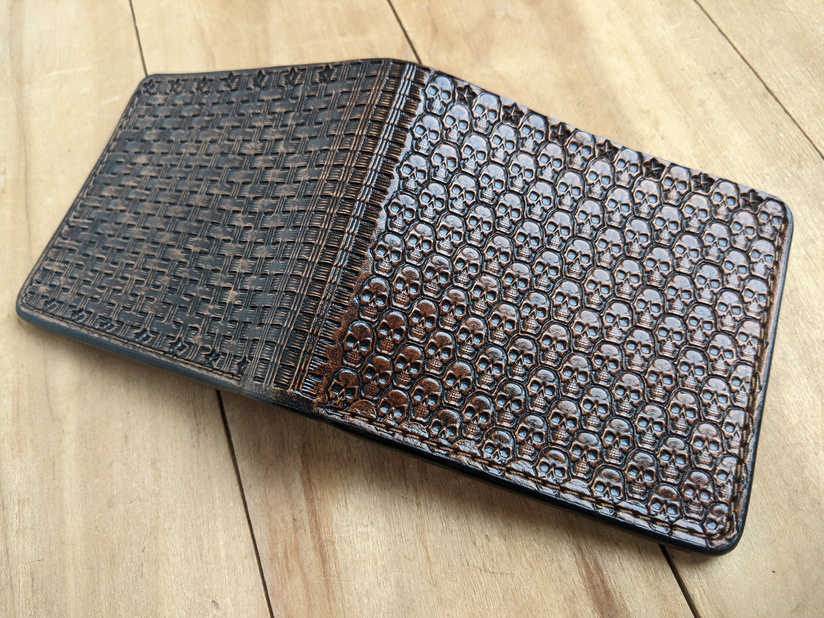 M1S20, Skulls Pattern & Gothic Skeleton Leather Wallet