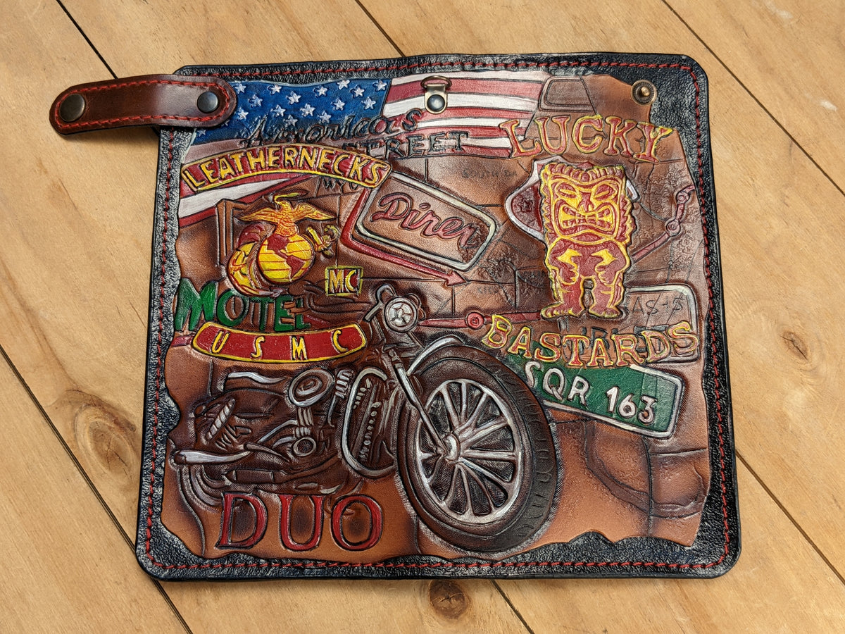 M2D1, USA Flag & Harley Davidson Biker Motorcycle Wallet
