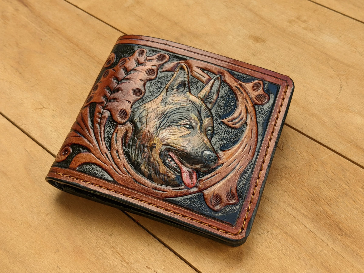 M1P2, German Shepherd Dog & Sheridan Style Leather Wallet