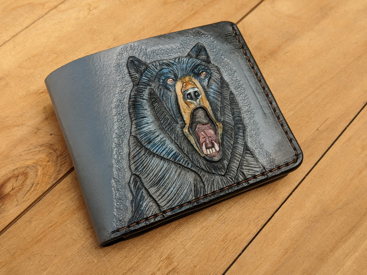 M1A12, American Black Bear & Grizzly Bifold Leather Wallet