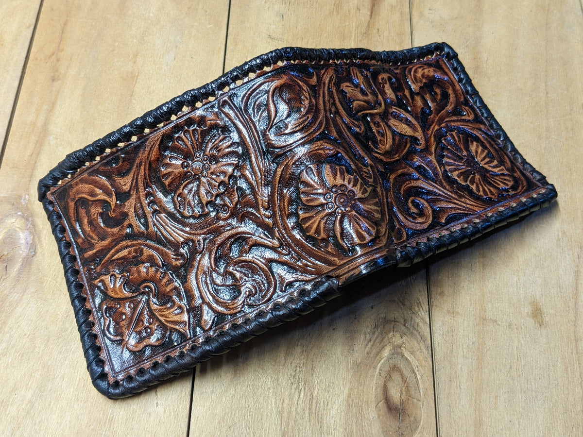 M1P7, Sheridan Style Floral Western Boho Leather Wallet