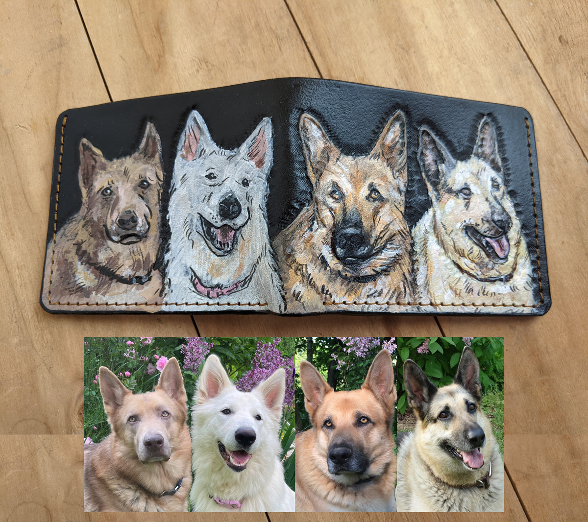 M1U4, German Shepherd Dog Portrait from Photo Leather Wallet